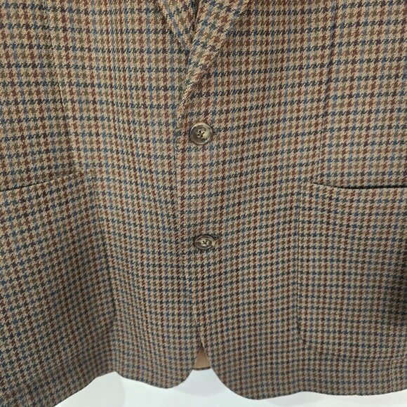 JoS A Bank Pure Wool Houndstooth 2 Button Blazer Sports Coat Brown Tan Sz 42L - Picture 4 of 11